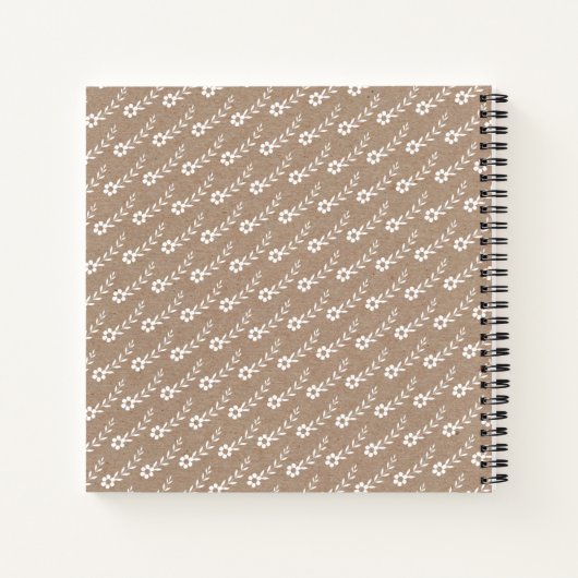 Weiße Blume Muster und Monogramm rustikal Notizblock (Rückseite)