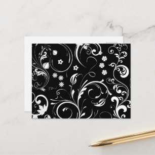 Weiße Blume, Muster von Blume, Schwarz und Weiß Postkarte