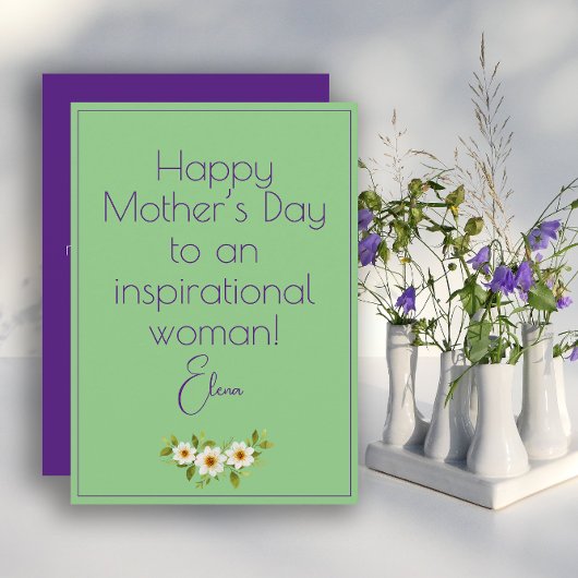 Weiße Blume Muttergrün Feiertagskarte