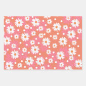 Weiße Blume - orangefarbene Papierblätter Geschenkpapier Set (Vorderseite 3)