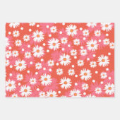 Weiße Blume - orangefarbene Papierblätter Geschenkpapier Set (Vorderseite)