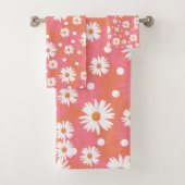 Weiße Blume - orangefarbenes Feld Badhandtuch Set (Insitu)