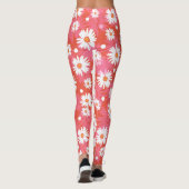 Weiße Blume - orangefarbenes Feld Leggings (Rückseite)