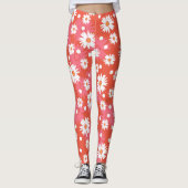 Weiße Blume - orangefarbenes Feld Leggings (Vorderseite)
