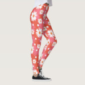 Weiße Blume - orangefarbenes Feld Leggings (Rechts)
