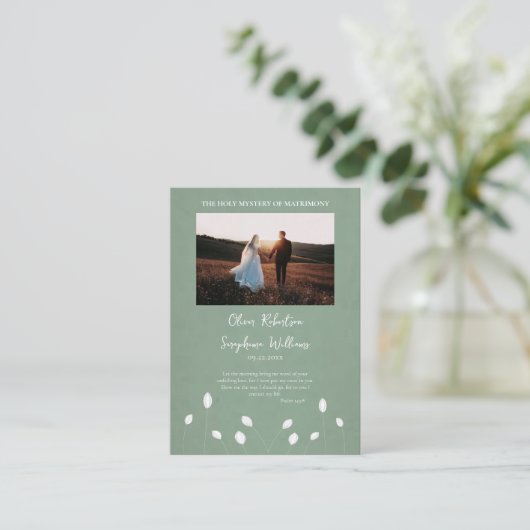 Weiße Blume Orthodoxe Hochzeitskarte Platzkarte (Stehend Vorderseite)