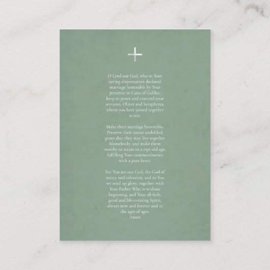 Weiße Blume Orthodoxe Hochzeitskarte Platzkarte (Rückseite)