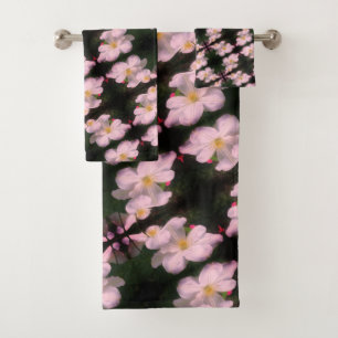 Weiße Blume Pair Abstraktes Blumenmuster Badhandtuch Set