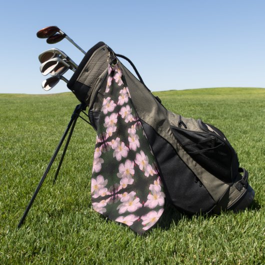 Weiße Blume Pair Abstraktes Blumenmuster Golfhandtuch (Gras)