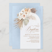 Weiße Blume Pampas Grass Boho Blaue Taufe