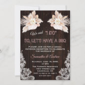 Weiße Blume Pampas Grass Lace Wood I DO GRILLEN Einladung (Vorderseite)