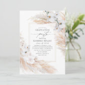Weiße Blume Pampas Grass Süd Abschluss Einladung (Stehend Vorderseite)