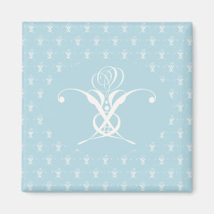 Weiße Blume Pastell Blau Ostern Magnet