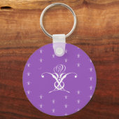 Weiße Blume Pastell Lila Ostern Schlüsselanhänger (Rückseite)