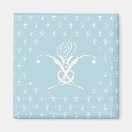 Weiße Blume Pastellblau Ostern Magnet (Vorne)