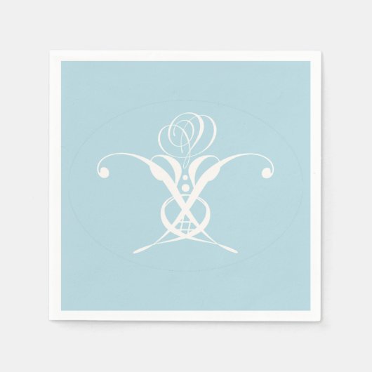 Weiße Blume Pastellblau Ostern Serviette (Vorderseite)