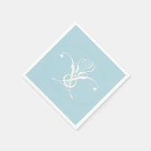 Weiße Blume Pastellblau Ostern Serviette (Ecke)