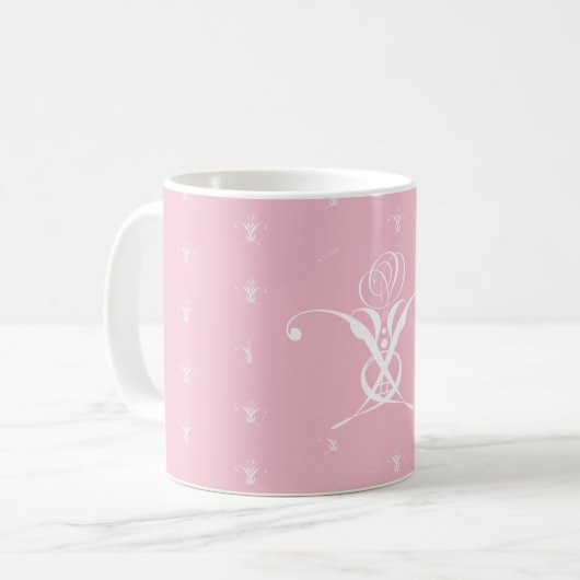 Weiße Blume Pastellrosa Ostern Kaffeetasse (Vorderseite Links)
