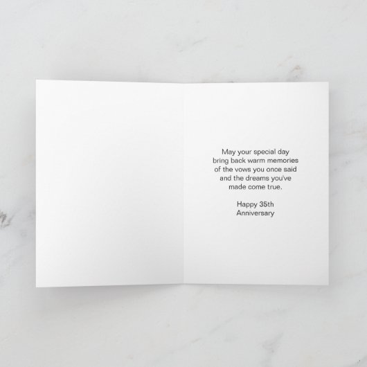 Weiße Blume Personalisiert 35. Hochzeitstag Karte (Innenseite)
