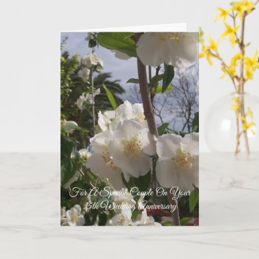 Weiße Blume Personalisiert 35. Hochzeitstag Karte (Gelbe Blume)