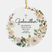 Weiße Blume Personalisierte Godmuttschmuck Keramik Ornament (Vorne)