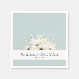 Weiße Blume  Personalisiertes Hochzeitspapier Napk Serviette
