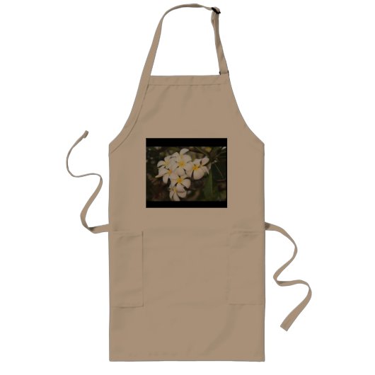 Weiße Blume, Plumeria, auf der Schürze (Vorne)