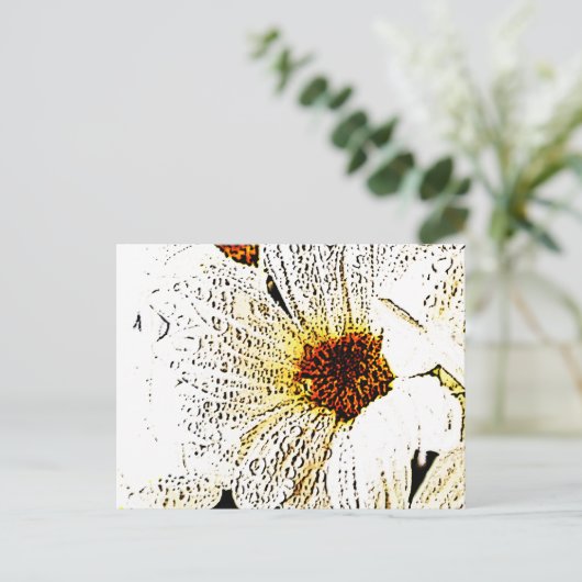 Weiße Blume Postkarte (Stehend Vorderseite)