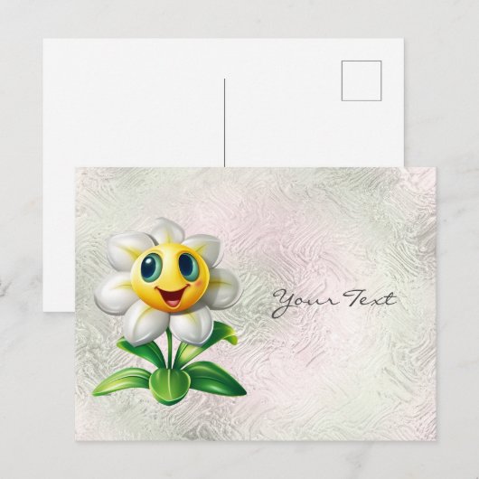 Weiße Blume Postkarte (Vorne/Hinten)