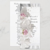 Weiße Blume rosa Rosen Kirchenhochzeitsprogramm Programm (Vorne/Hinten)