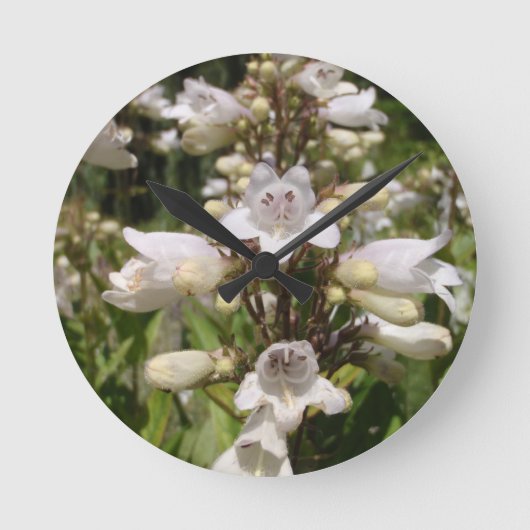 Weiße Blume Runde Wanduhr (Vorderseite)