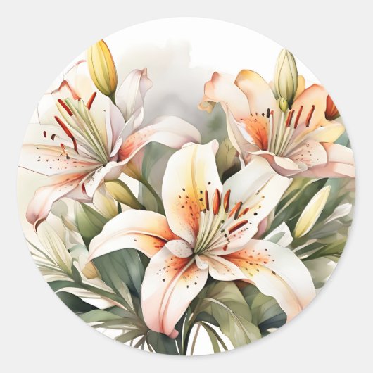 Weiße Blume Runder Aufkleber (Vorderseite)