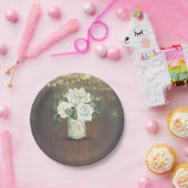 Weiße Blume Rustikale Mason Jar Country Wedding Pappteller (Party)