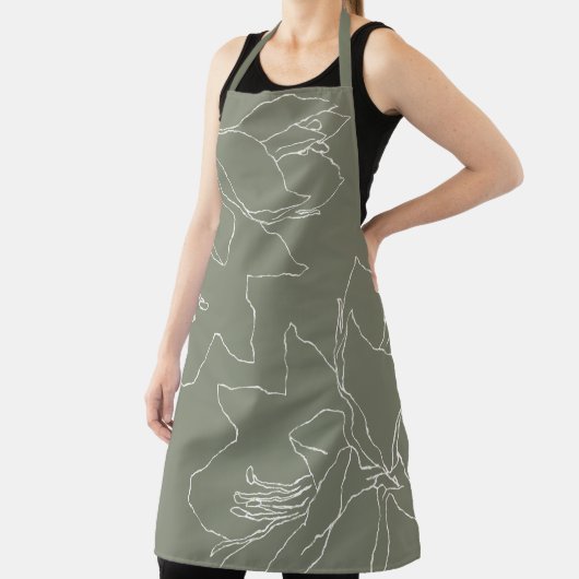 weiße Blume Sage Green Schürze (InSitu)