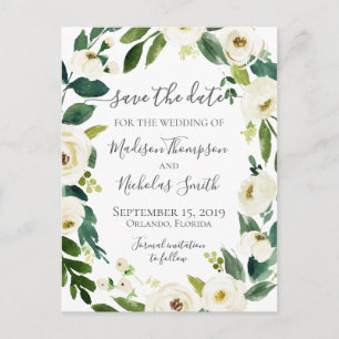 Weiße Blume Save the Date Postkarten