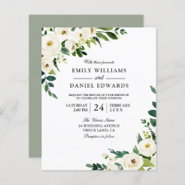 Weiße Blume Schönes Budget Einladung Hochzeit