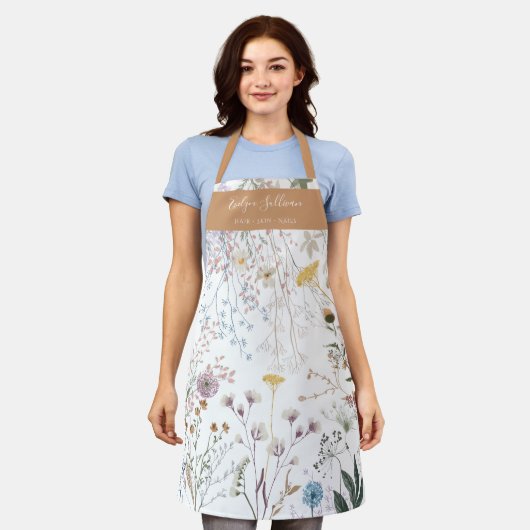 Weiße Blume Schürze (Getragen)