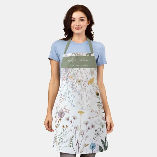 Weiße Blume Schürze (Getragen)