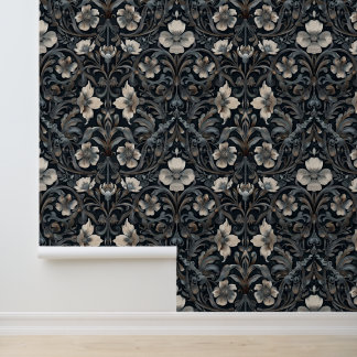 Weiße Blume Schwarzer Barockgotischer Hintergrund Tapete