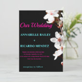 Weiße Blume/Schwarzer Hintergrund Einladung zur Ho (Stehend Vorderseite)