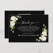 Weiße Blume Schwarzes Foto in liebenden Erinnerung Dankeskarte (Vorne/Hinten)