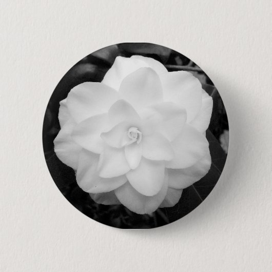 Weiße Blume. (Schwarzweiss) Button (Vorderseite)