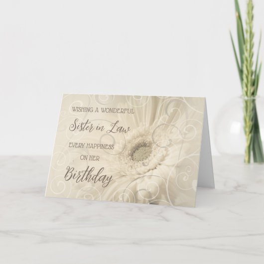 Weiße Blume Schwester Jura Geburtstagkarte Karte (Vorderseite)