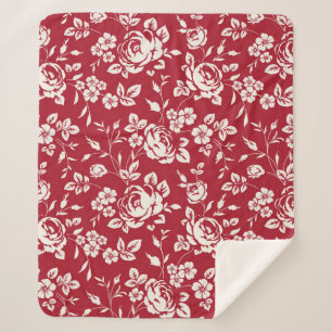 Weiße Blume Silhouette auf rotem Hintergrund. Sea Sherpadecke