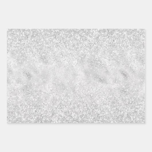 Weiße Blume Silver Glam Geschenkpapier Set (Vorderseite 3)