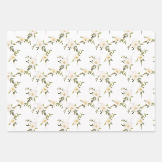 Weiße Blume Silver Glam Geschenkpapier Set (Vorderseite)