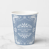 Weiße Blume staubblaue Papayadobaumdusche Pappbecher (Rückseite)