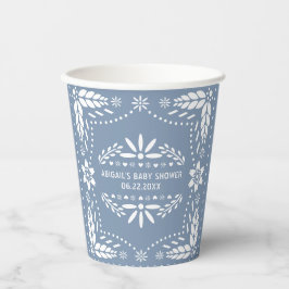 Weiße Blume staubblaue Papayadobaumdusche Pappbecher