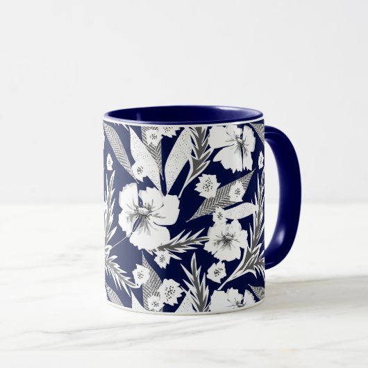 Weiße Blume Tasse (VorderseiteRechts)