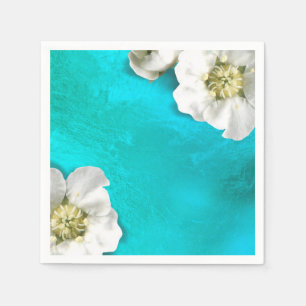 Weiße Blume Tiffany Aqua Glas Metallic Delikat Serviette